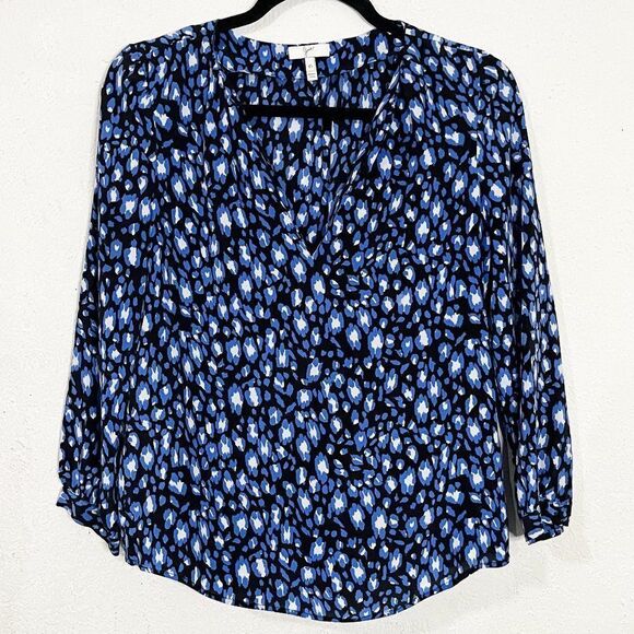 Joie Blue Animal Print Silk Blouse NWOT - Picture 1 of 10